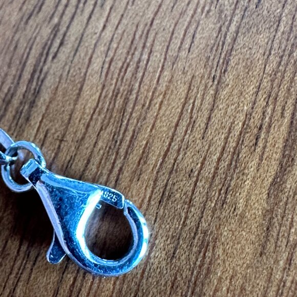 925 Sterling Silver "Peace" and Peace Sign Rhinestone Encrusted Charm Bracelet - Picture 5 of 5